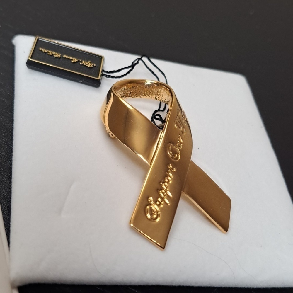 Vintage Butler Fifth Avenue "Support Our Troops" Goldtone Ribbon Pin NEW